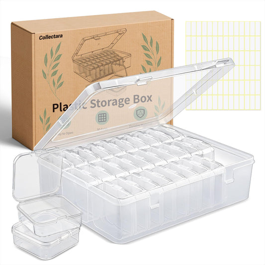 Bead Organizer Box, 30 Pcs Small Beads Storage with 84 Label Stickers, Clear Plastic Small Containers for Jewelry Making, Diamond Painting, DIY Art Crafts, Bracelet Making, Nail Rhinestones, Seeds