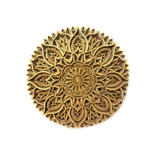 BHDecor Home Wall Decor – Multilayered Laser Cut Carved Elegant Wooden Mandala Hanging MDF Panels for Decoration - Rustic Contemporary Artwork 28.3 x 28.3 inch(72cm), Natural Wood