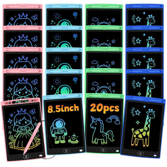 Glochin 20 Pack LCD Writing Tablet for Kids, Erasable and Reusable Toddler Doodle Board in 8.5 inch, Ideal Educational Drawing Pad for Learning Toy for Ages 3-8 Gifts for Girls Boys