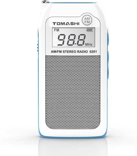 TOMASHI Preset MP3 Tiny Portable AM/FM Radio with DSP, Auto Scan & Channels, Stereo Headphone Output, Micro SD Player