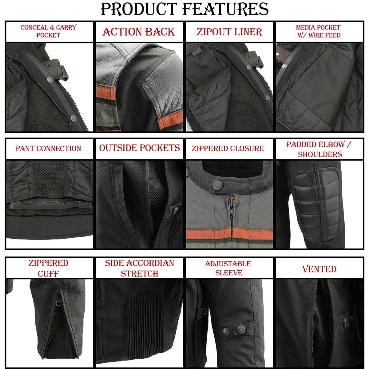Milwaukee Leather Men’s CE Armored All-Season Motorcycle Jacket – Impact Protection Textile Racer Design - X-Large