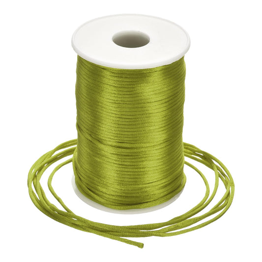 Rebower Nylon Satin Cord 2.5mm, 109 Yard Nylon String for Bracelet Braided Thread [for Jewelry Making Necklace Chinese Knot Craft] - Army Green