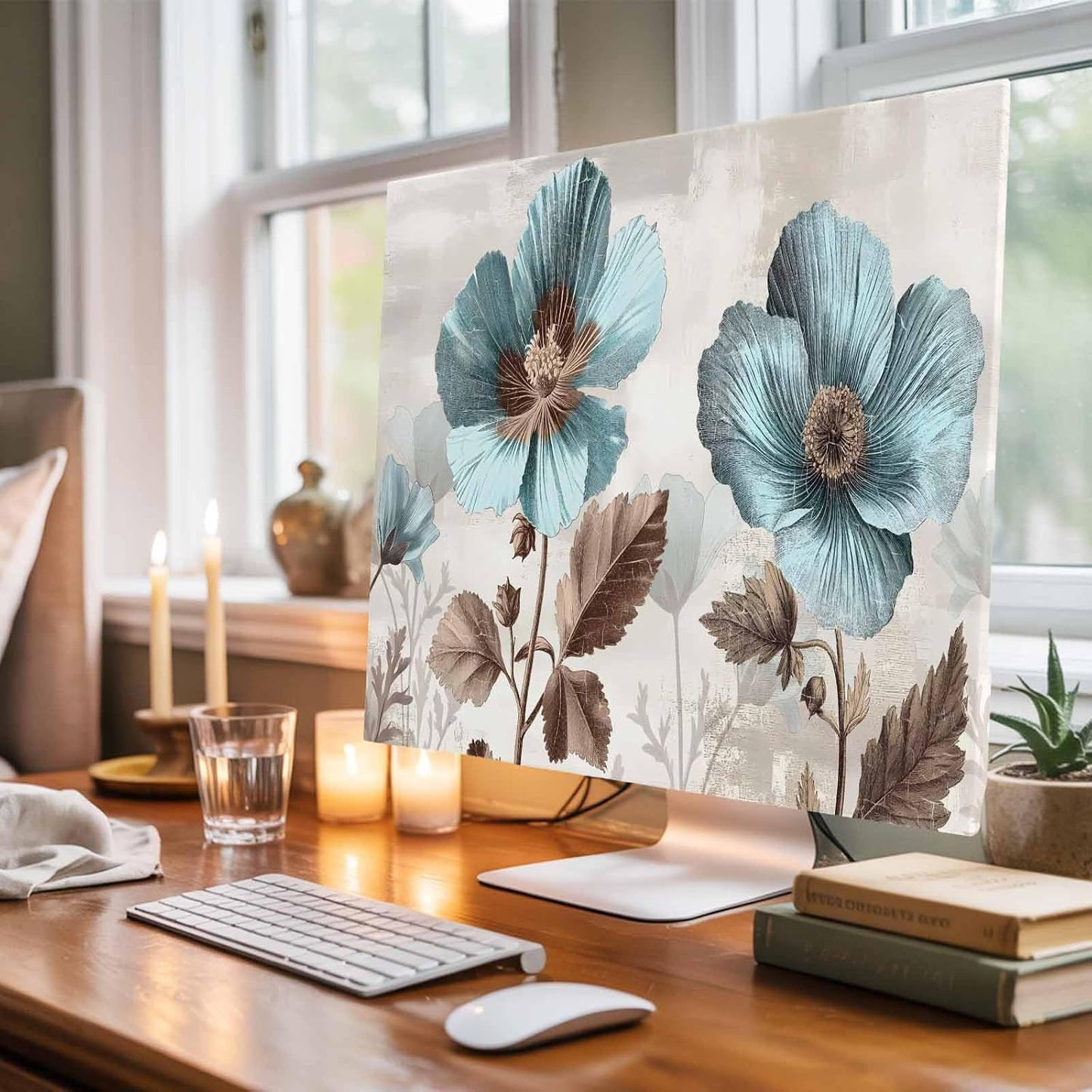 Singingin 85 Inch, Blue Broccoli TV Dust Cover Farmhouse Rustic Floral Retro Victorian Style Computer Monitor Cover