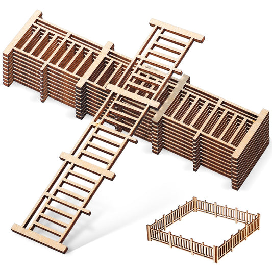 Milisten Wooden Picket Fence 10 Pcs - Miniature Fence for Farm Animals & Animales Enclosure, Fairy Garden Landscape for Dollhouse Decor, Mini Fencing for Crafts, Diorama & Model Railway Accessories