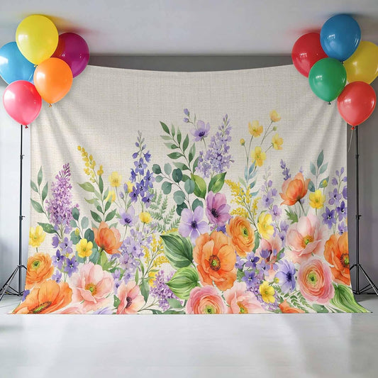 Vyrn Klynt Decor,8x6ft Watercolor Spring Blossom Flower Photography Backdrop for Portrait Photo,Photoshoot Background