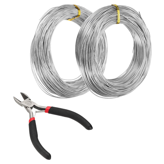 MECCANIXITY 328 Feet Aluminum Craft Wire, 20/18 Gauge (0.8/1mm) Sculpting Metal Armature Craft Wire for DIY Jewelry Making Beading Floral with Cutter Silver, 3 Pcs