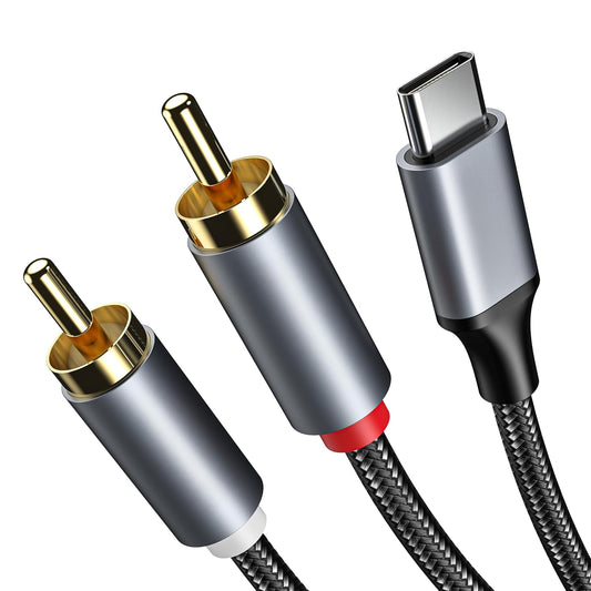 ZOOAUX PRO 2RCA 17/16/15, S26,iPad, -4FT RCA to USB C Cable, USB C to RCA Audio Cable, Hi-Fi USB Type C to Male Jack