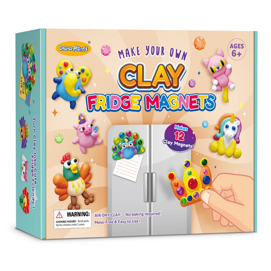 Drama Planet Make Your Own Clay Fridge Magnets Kit, Air-Dry Clay Crafts for Kids, Includes Instruction Book with 30 Designs, Makes 12 Fridge Magnets