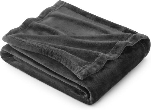 Bedsure GentleSoft Fleece Throw Blanket - Dark Grey 300GSM Cozy Plush Blanket for Couch & Bed