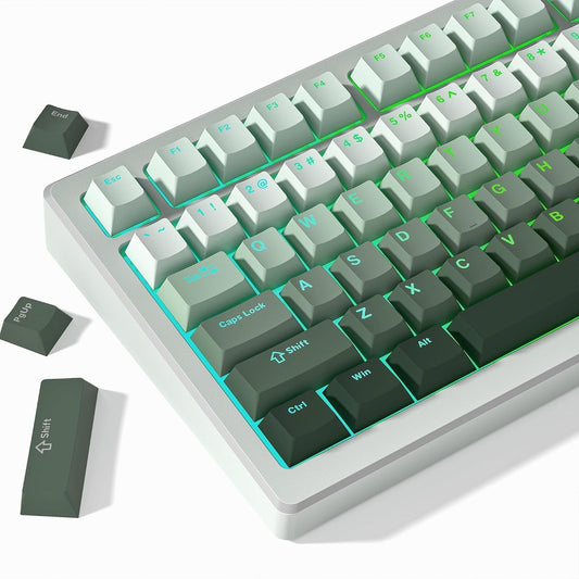 Womier 60 75 100 Green Keycaps for Mechanical Keyboard, Shine Through PBT Keycaps Cherry Profile, Custom Key Cap