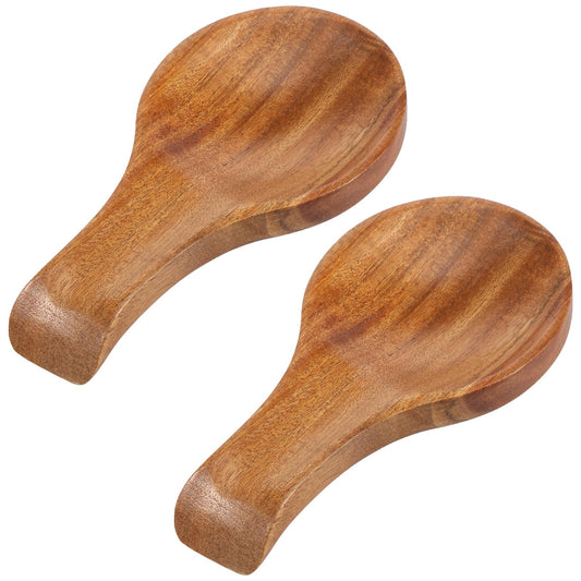 2 Pcs Acacia Wood Spoon Rest 6.7''x3.5'' for Stove Top Bamboo Holder Spatula Kitchen Multipurpose Cooking Counter Spoon Holder for Countertop, Modern and Rustic for Farmhouse as a Dining Table Decor