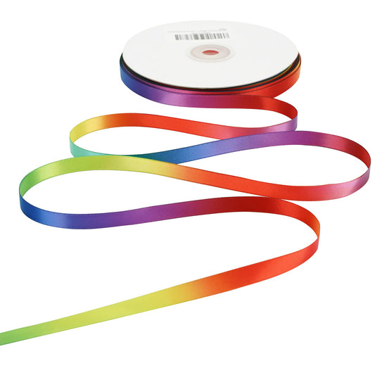 MEEDEE Rainbow Ribbon 3/8 inch Rainbow Thin Ribbon Color Satin Ribbons for Crafts Gift Ribbons for Gift Wrapping Birthday Party Pride Party Wedding Decorating - 50 Yards