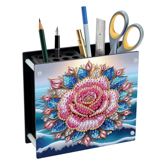 AiYuanzsh DIY 5D Diamond Painting Pen Holder Set – Floral Pencil Holder Craft Kit for Desk, Decorative Diamond Art Organizer for School, Office, and Home