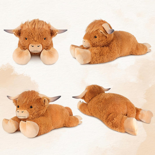 SuzziPals 43 inch Giant Highland Cow Stuffed Animal, Lifelike Huge Cow Stuffed Animal for Stress Relief & Companion, Extra Soft Cow Plush, Huge Big Plushies Highland Cows Gifts for Kids Adults