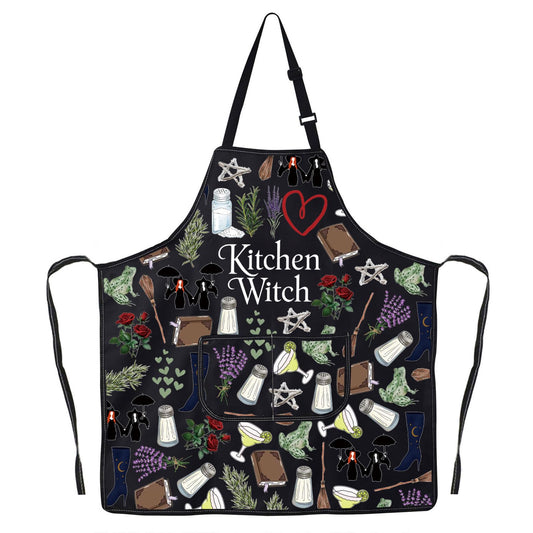 JNIAP Witches Kitchen Apron Salt Rosemary Lavender Love Gifts Magic Witchcraft Apron Witchy Gothic Gifts Witches Apron (witch ap)