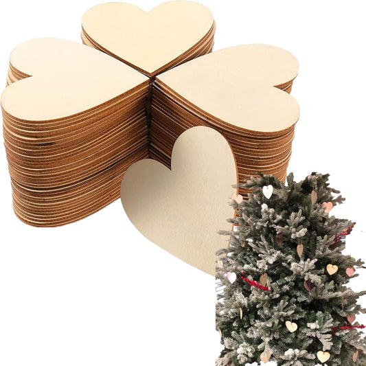 KEILEOHO 100 PCS 3 Inch Wood Heart Cutouts, Unfinished Wood Hearts, Plain Wooden Hearts Blank Heart Shaped Wooden Slices for Crafts, Tags, DIY, Decoration