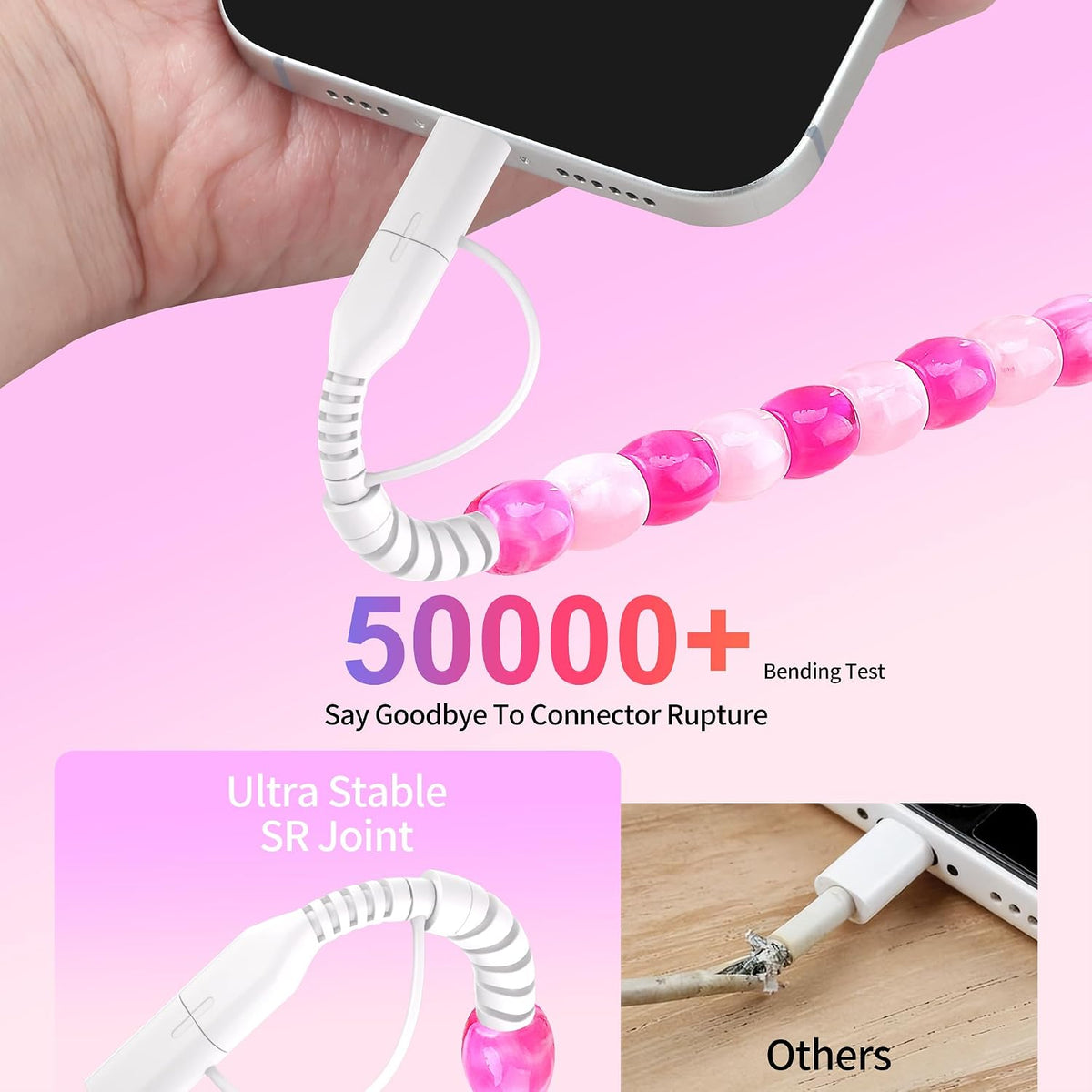 17 16 2 1 3FT 60W 15 14 13 12 S25 S24 SAMONPOW for iPhone Pro Charger Cord in USB C Charger Cable Jade Beaded Multi
