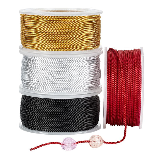 PH PandaHall 100yards 1.5mm Twine Nylon String, 4 Colors Nylon Cord Bead Thread Cord Sewing Thread for Braided Bracelets DIY Jewelry Crafts Hanging Knitting Chinese Knots