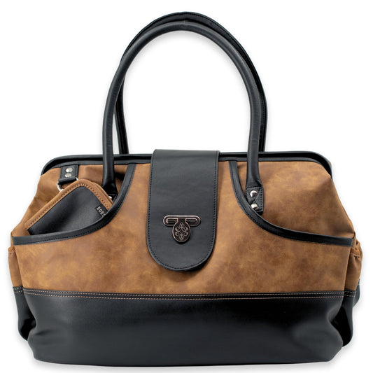 Borsali Weekender Bag for Women - Travel Carry On Duffel -Vegan Leather with Travel Wallet, Packing Cubes & Shoe Covers (Brown)