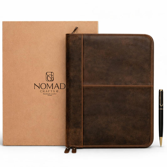 Leather Padfolio with Zipper – Business Portfolio for Men and Women, Legal Pad Portfolio, Leather Folder, Professional Padfolio for Meetings and Interviews