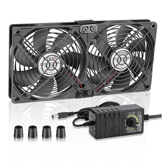 2 120mm 110V-240V Server Cooling x Big Airflow Computer Fan with AC Variable Speed Controller for Chassis PC Cabinets