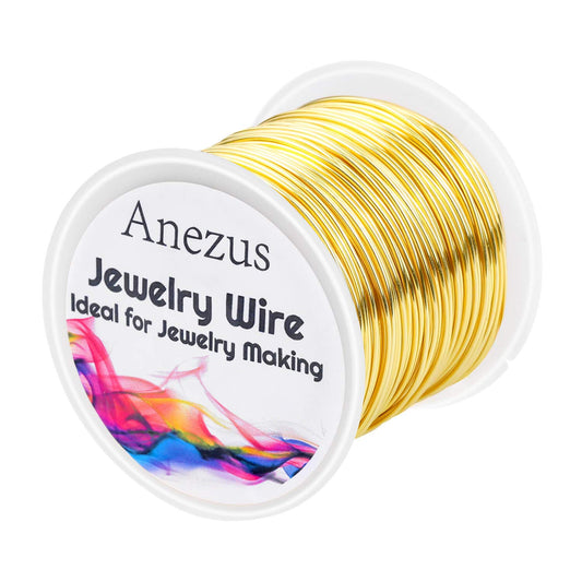 anezus 20 Gauge Jewelry Wire, 28 Yards Craft Wire Tarnish Resistant Copper Beading Wire for Jewelry Making Supplies and Crafting(Gold)