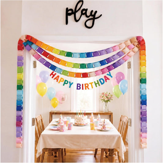 Lumina Garden 300 Sheets Felt Chain Strip with Glue, Reusable Paper Chains 2.36 x 8 Inch Colorful Garland Strip for Birthday Party Home Decorations DIY Crafts Supplies (Rainbow Color)