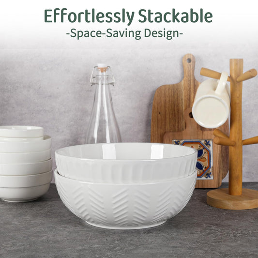 HAPPY KIT Serving Bowls, 130 OZ(11") Extra Large Salad Bowls Set of 2, Porcelain White Mixing Bowls for Salad, Soup, Pasta and Dinner, Large Ceramic Bowl Set for Entertaining