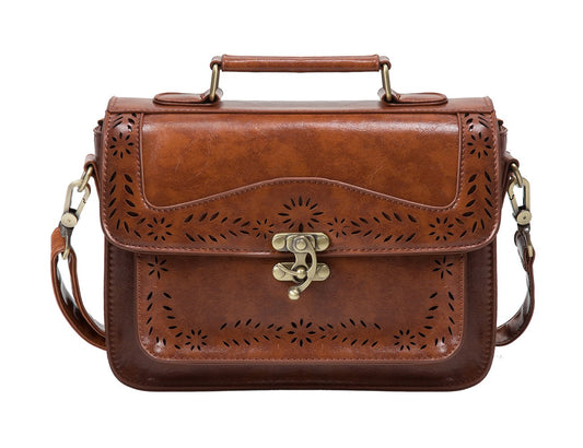 ECOSUSI Fashion PU Leather Satchel Purse Handbag Small College Crossbody Handbag for Women