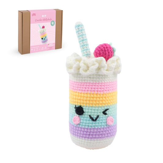 HOUSE CREATIVITY Beginner Crochet Kit for Adults, Beginners Crocheting Knitting Kit with Yarn Sets, Step-by-Step Video Tutorials,Animal Craft Kit, Holiday Birthday Gifts(Cup with Straw)