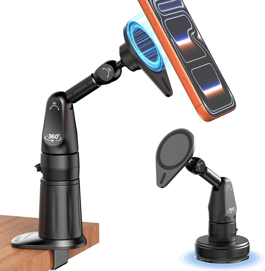 BANGMANG 2 1 17 16,15, 14, 13 12 in Magnetic Phone Holder Desk Mount, Cell Phone Clamp Clip for Pole Desk, Magnetic