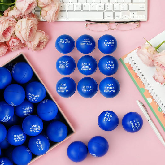 SHQDD 100PCS Motivational Stress Balls for Adults and Kids - Stress Balls Bulk Soft Sponge Squeeze Toys with Inspirational Quotes | Office Classroom Stress Relief Gifts | Anxiety Relief Fidget Toys