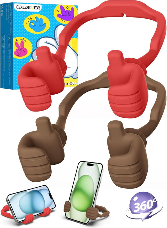 CALDEVER Gifts for Teens Girls Women Kids Cell Phone Stand: UPGRADE Adjustable Thumbs Up Lazy Phone Holder for Desk