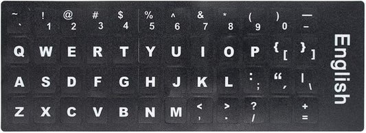 YYubao 2 0.43" 0.51"] PCS English Keyboard Stickers with Non-Transparent Black Background & White Letters