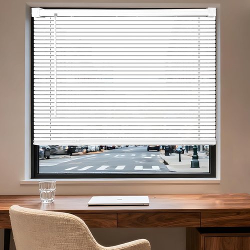 BLINDLY Home Cordless Vinyl Mini Blinds - Light Filtering Horizontal Window Shades, 20" W x 64" L, White
