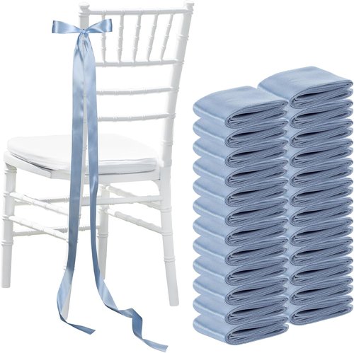 Daifunli Wedding Bows - 24 Pcs Dusty Blue Satin Chair Decorations | Elegant Aisle Decor Ribbons