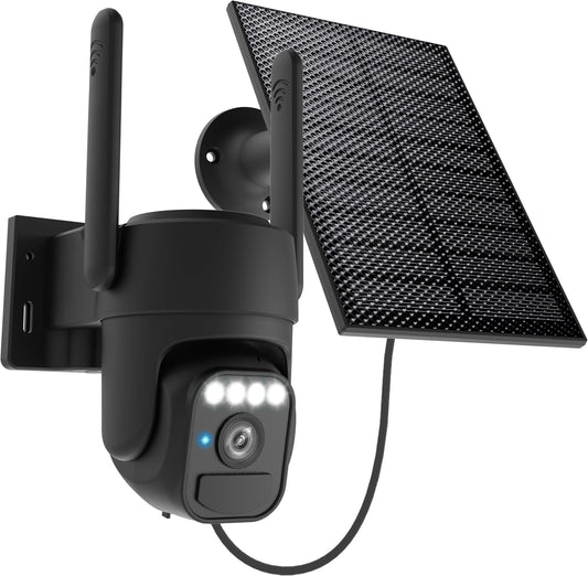 WY-LINK 360 Solar Camera Outdoor Wireless, Cameras for Home Security, Two-Way Talk, Auto Tracking, Light Alarm, Color