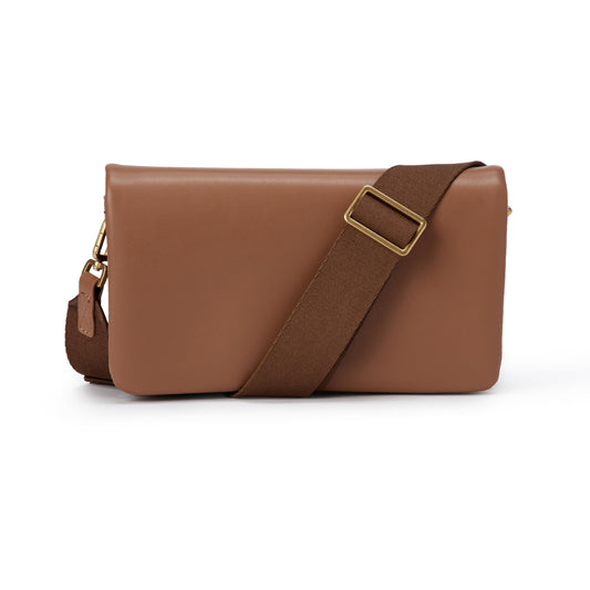 Amazon Essentials Women's Lightweight Clutch Crossbody Bag, Tan, One Size