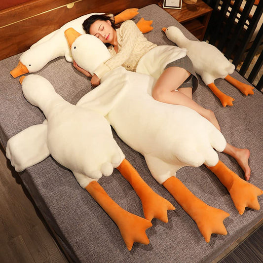 Srutirbo Giant White Goose Plush-75 in Soft Furry Swan Stuffed Animal Pillow,Huge Goose Plush Hugging Pillow Gifts for Every Age (75in)