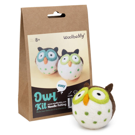 Woolbuddy Owl Needle Felting Kit for Beginners – DIY Animal Craft Kit with Wool, Needles & Photo Instructions – Fun Project for Adults & Kids