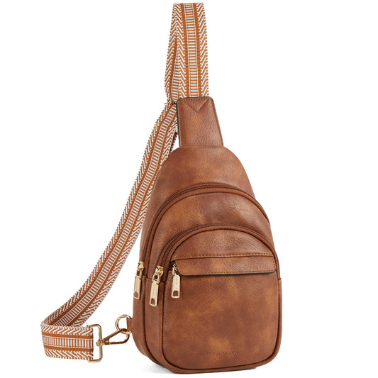 BOSTANTEN Small Sling Bag for Women - Leather Crossbody Fanny Pack for Travel, Brown
