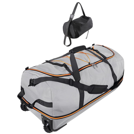 Morthanabag 32” 1680D Oxford Foldable Duffle Bag with 2 Wheels,110L to 140L Expandable Soft Sided Rolling Travel Bag,Grey