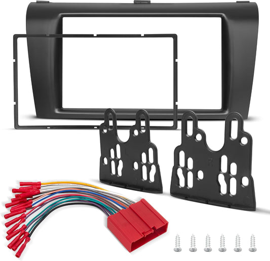 3 2004-2009, NuIth Double DIN Radio Dash Kit W/Radio Wire Harness for Mazda Double Din Installation Multi Kit, Car