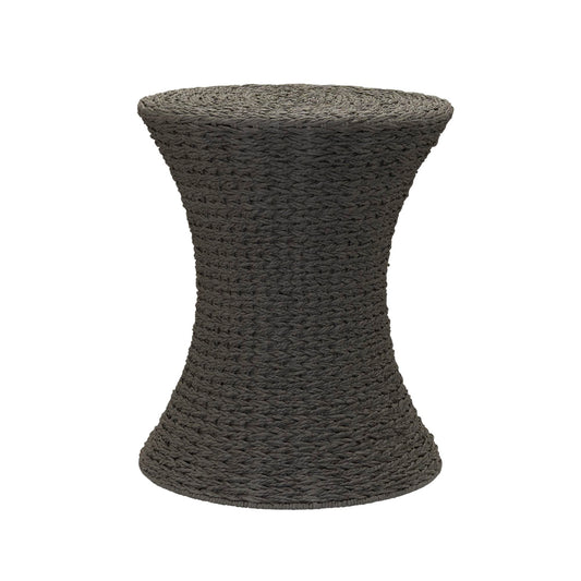 Household Essentials Handwoven Paper Rope Stool with Hourglass Shape, Gray