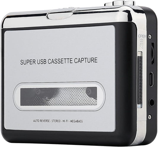 Cassette Cassette Cassette Reshow Tape Player Portable Tape Player Audio to Digital Converter, Compatible with Laptops