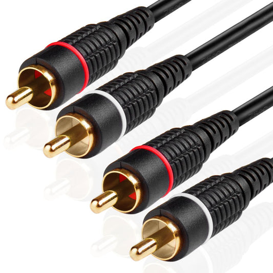 TNP Products 50 2 TNP RCA Cable ft - Gold Plated RCA Male to Male HiFi Stereo Cable - Red White Audio Cord Dual