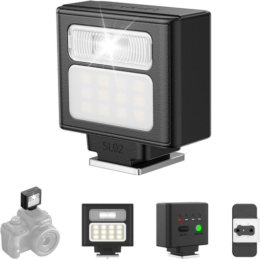 ULANZI SL02 GN8 6500K 4 Mini Flash Speedlite Video Light Hot Shoe Mount Portable Camera Flash Speedlight Power Levels