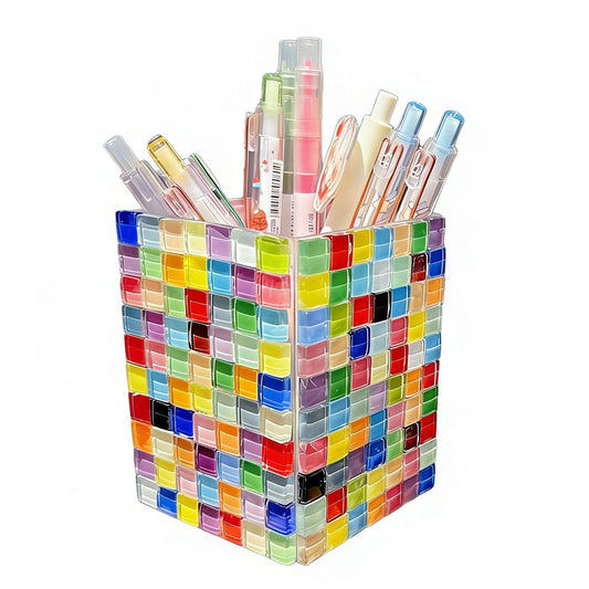 Shuielai Mosaic Pen Holder Kit, DIY Acrylic Tile Craft Set Creates Desk Organizer, Mixed Color Crystal Pieces for Adults Beginners Home Decor