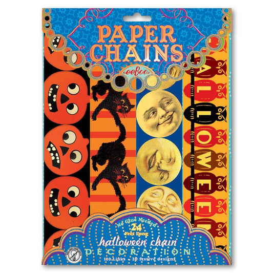 eeBoo Halloween Paper Chain Kit - 120 Double-Sided Links, 24 Foot Reusable Garland Craft, No Glue Needed, Screen-Free Fun for Kids Ages 5 and up
