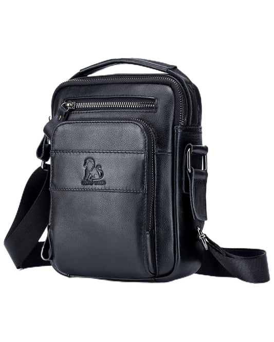 STEELLION Men's Vinatge Leather Crossbody:Compact with Organized Pockets,Stylish & Functional for Everyday Carry (black)